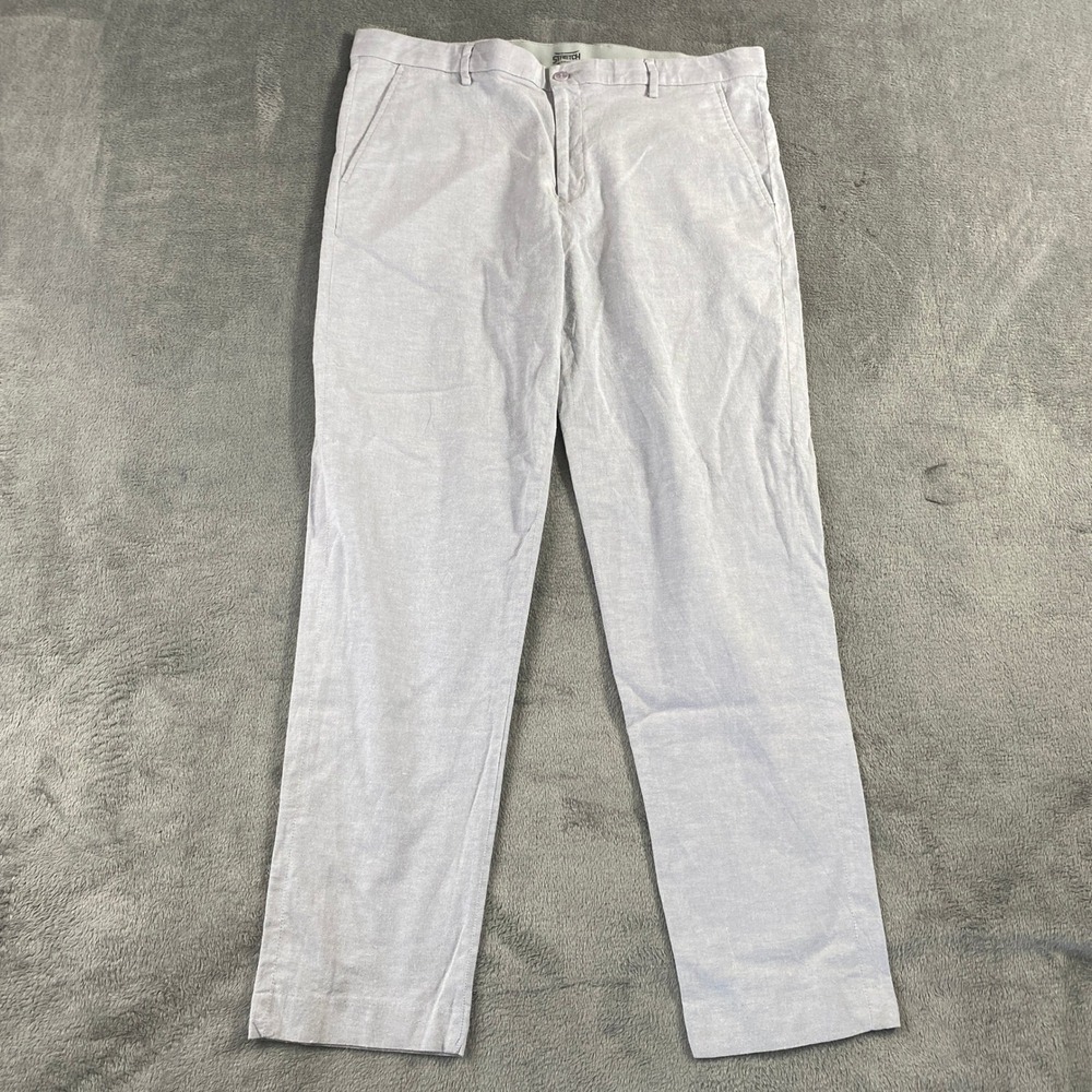 Daniel Hechter Chino Pants Mens 36x30 Grey Stretch Cotton Straight Dress Slacks